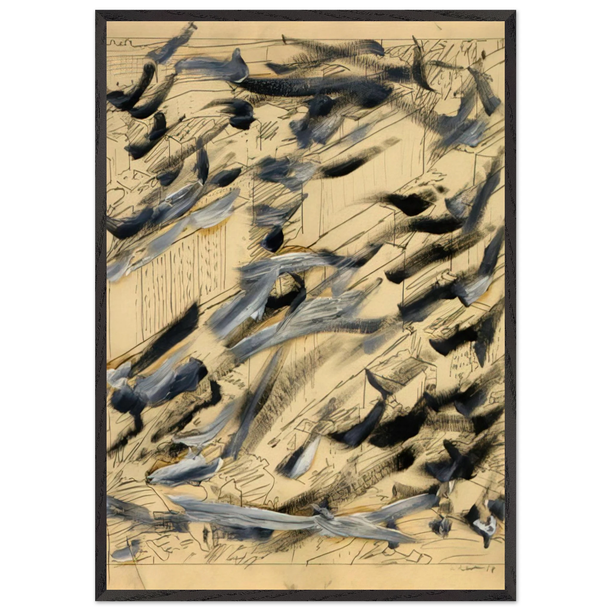 TOWNSCAPE 1968 6 - Gerhard Richter Framed Art Print – Black Wooden Frame - Default Title - -Framed Art Print