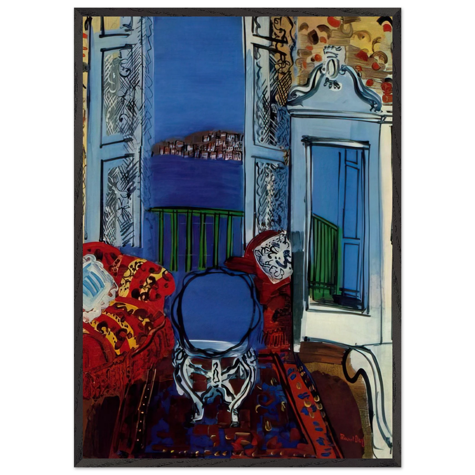 OPEN WINDOW 1928 - Raoul Dufy Framed Art Print – Black Wooden Frame - Default Title - -Framed Art Print