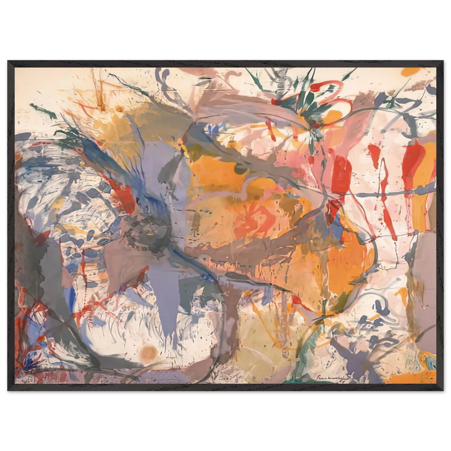 Helen Frankenthaler - Before the Caves, 1958- Wall Art - 60x80 cm / 24x32 inches - Premium Wooden Framed Poster With Fine Art Paper - Black frame