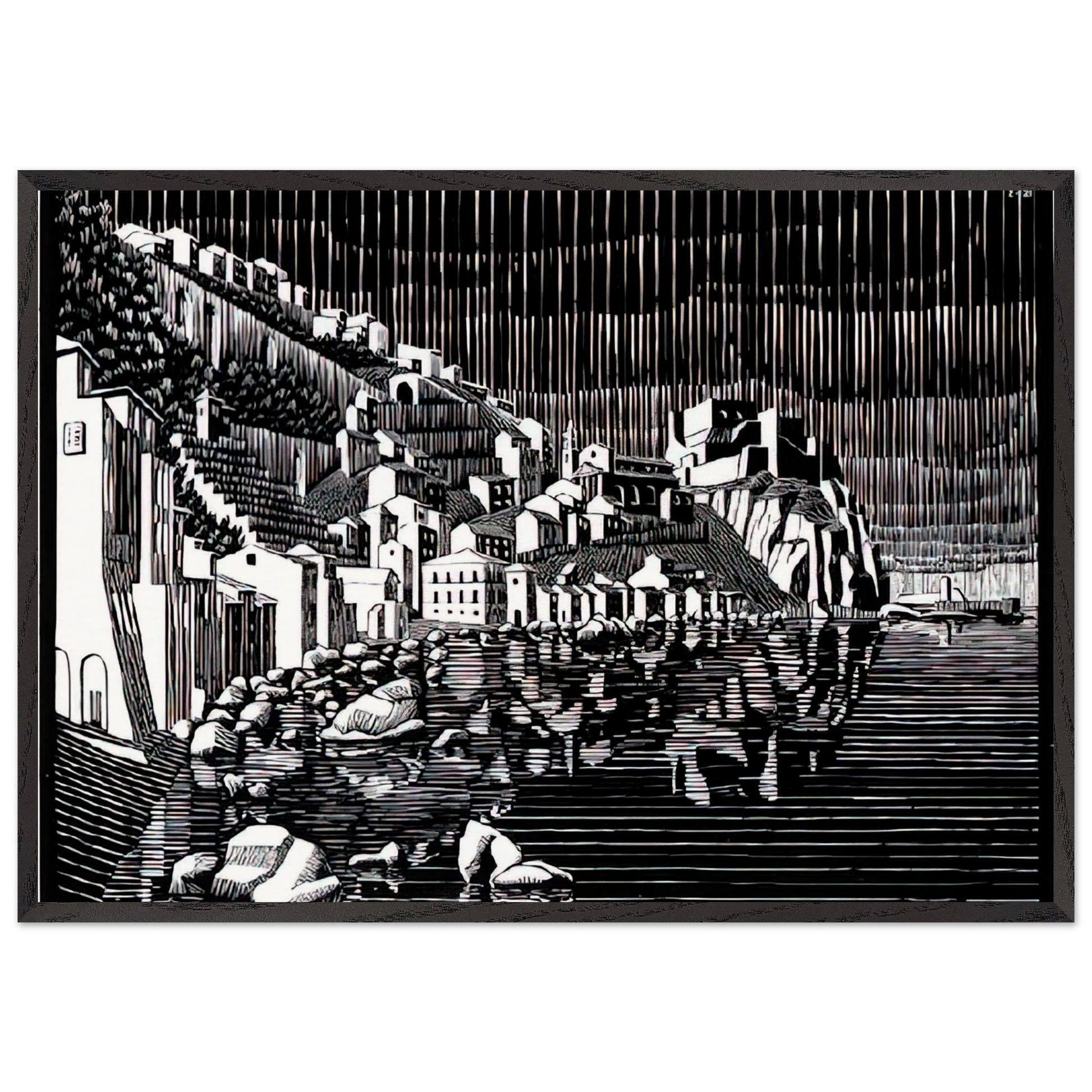 SCILLA CALABRIA FEBRUARY 1931 1931 - MC Escher Framed Art Print – Black Wooden Frame - Default Title - -Framed Art Print