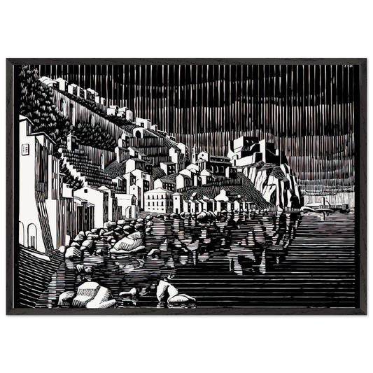 SCILLA CALABRIA FEBRUARY 1931 1931 - MC Escher Framed Art Print – Black Wooden Frame - Default Title - -Framed Art Print
