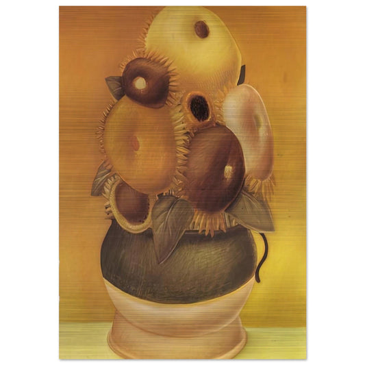 SUNFLOWERS - Fernando Botero Brushed Aluminum Print - 70x100 cm / 28x40 inches | Fernando Botero Aluminum Print | Fernando Botero Prints
