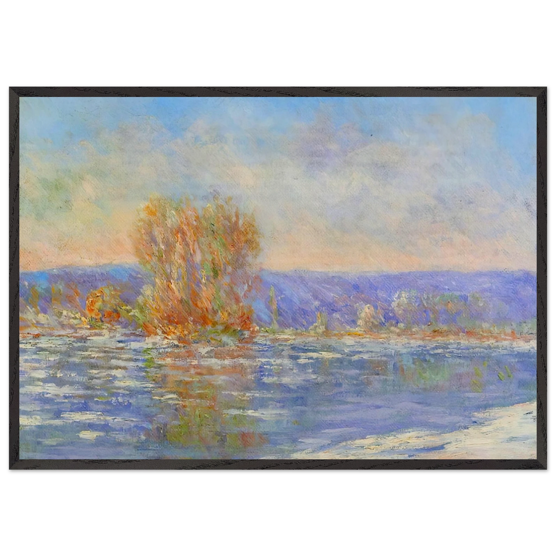 Floating Ice near Bennecourt - claude monet Framed Art Print – Black Wooden Frame - Default Title - -Framed Art Print
