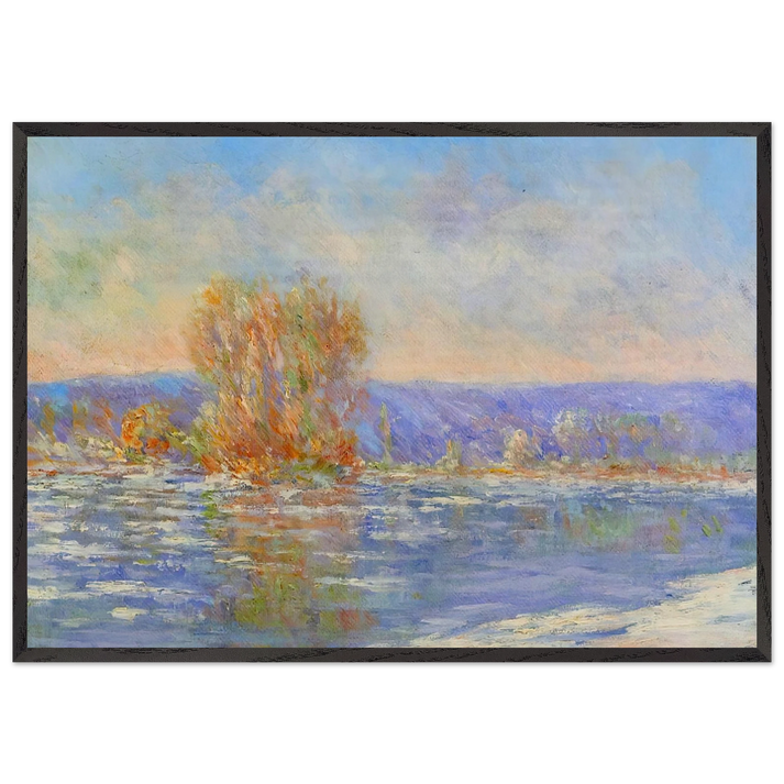 Floating Ice near Bennecourt - claude monet 70x100 cm / 28x40 inches Framed Art Print – Black Wooden Frame