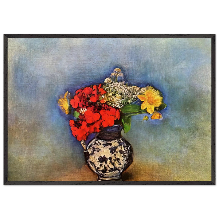 GERANIUMS 1910 - Odilon Redon 70x100 cm / 28x40 inches Framed Art Print – Black Wooden Frame
