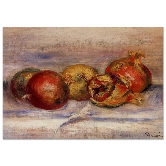 Three Pomegranates and Two Apples - Pierre-Auguste Renoir Brushed Aluminum Print - 70x100 cm / 28x40 inches | Pierre-Auguste Renoir Aluminum Print | Pierre-Auguste Renoir Prints