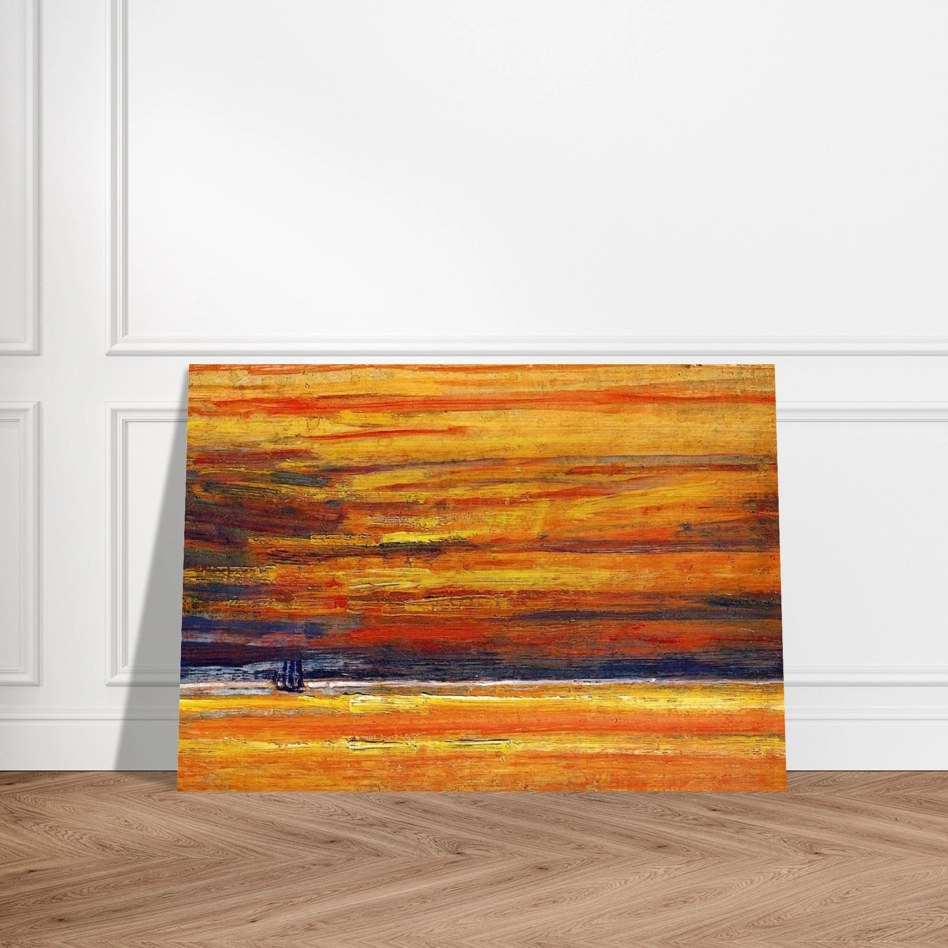 Sailing Vessel at Sea, Sunset - Childe Hassam Brushed Aluminum Print - 70x100 cm / 28x40 inches | Childe Hassam Aluminum Print | Childe Hassam Prints