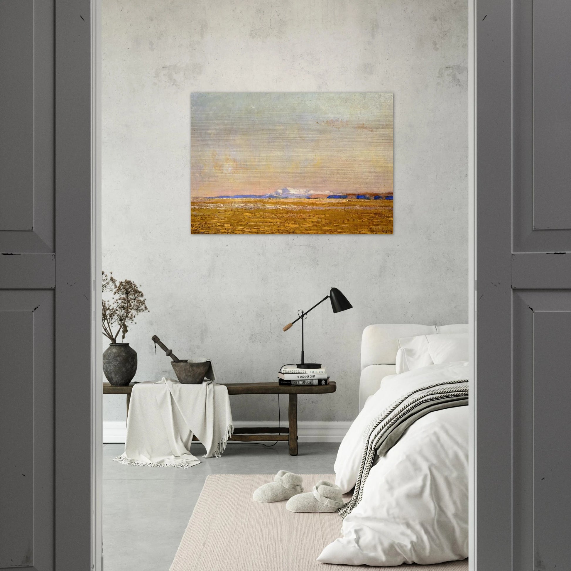 Moonrise at Sunset, Harney Desert - Childe Hassam Brushed Aluminum Print - 70x100 cm / 28x40 inches | Childe Hassam Aluminum Print | Childe Hassam Prints