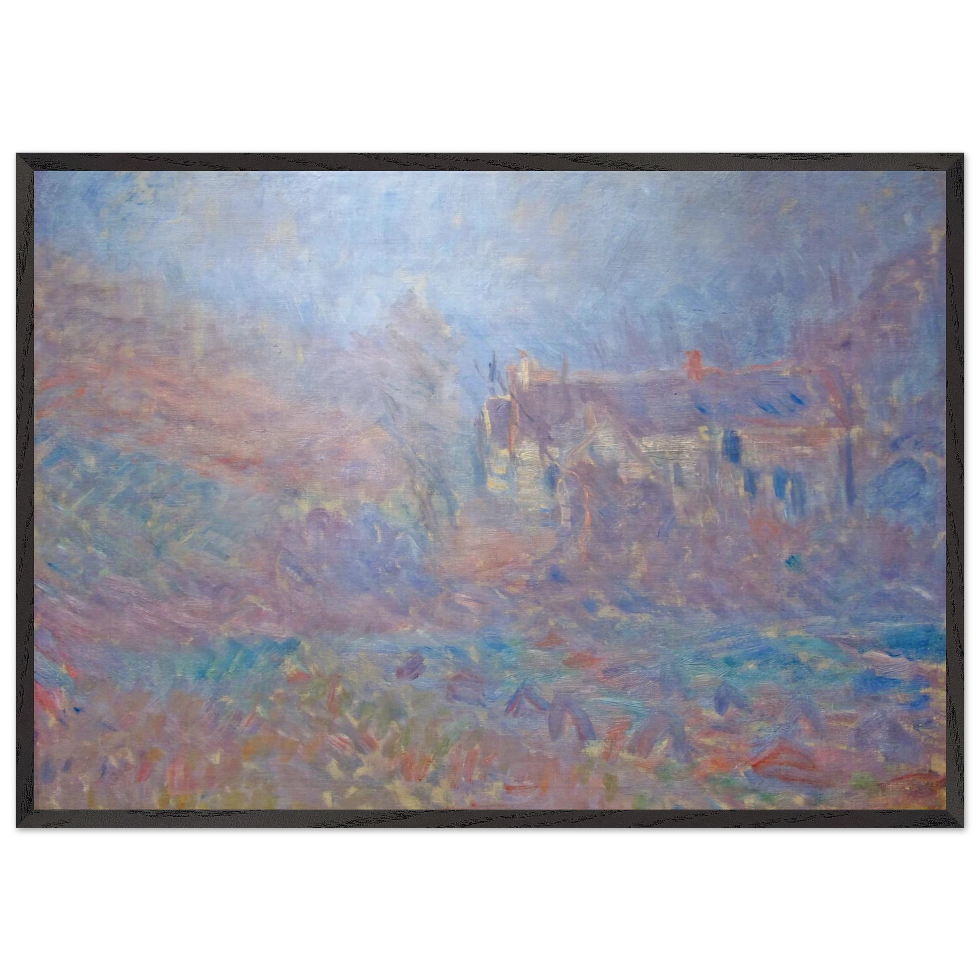 Houses at Falaise in the Fog - claude monet Framed Art Print – Black Wooden Frame - Default Title - -Framed Art Print