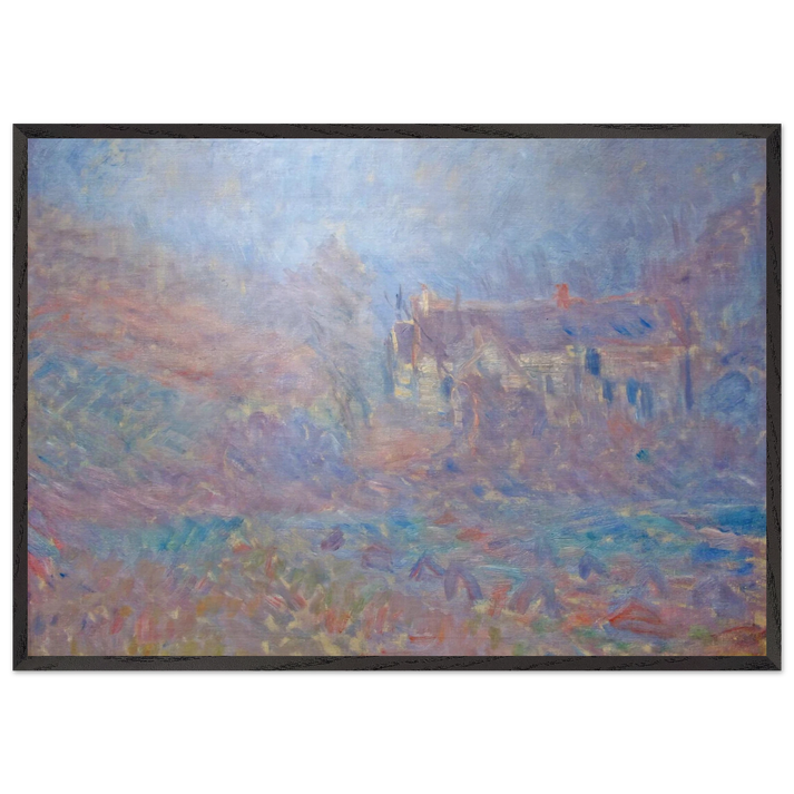 Houses at Falaise in the Fog - claude monet 70x100 cm / 28x40 inches Framed Art Print – Black Wooden Frame