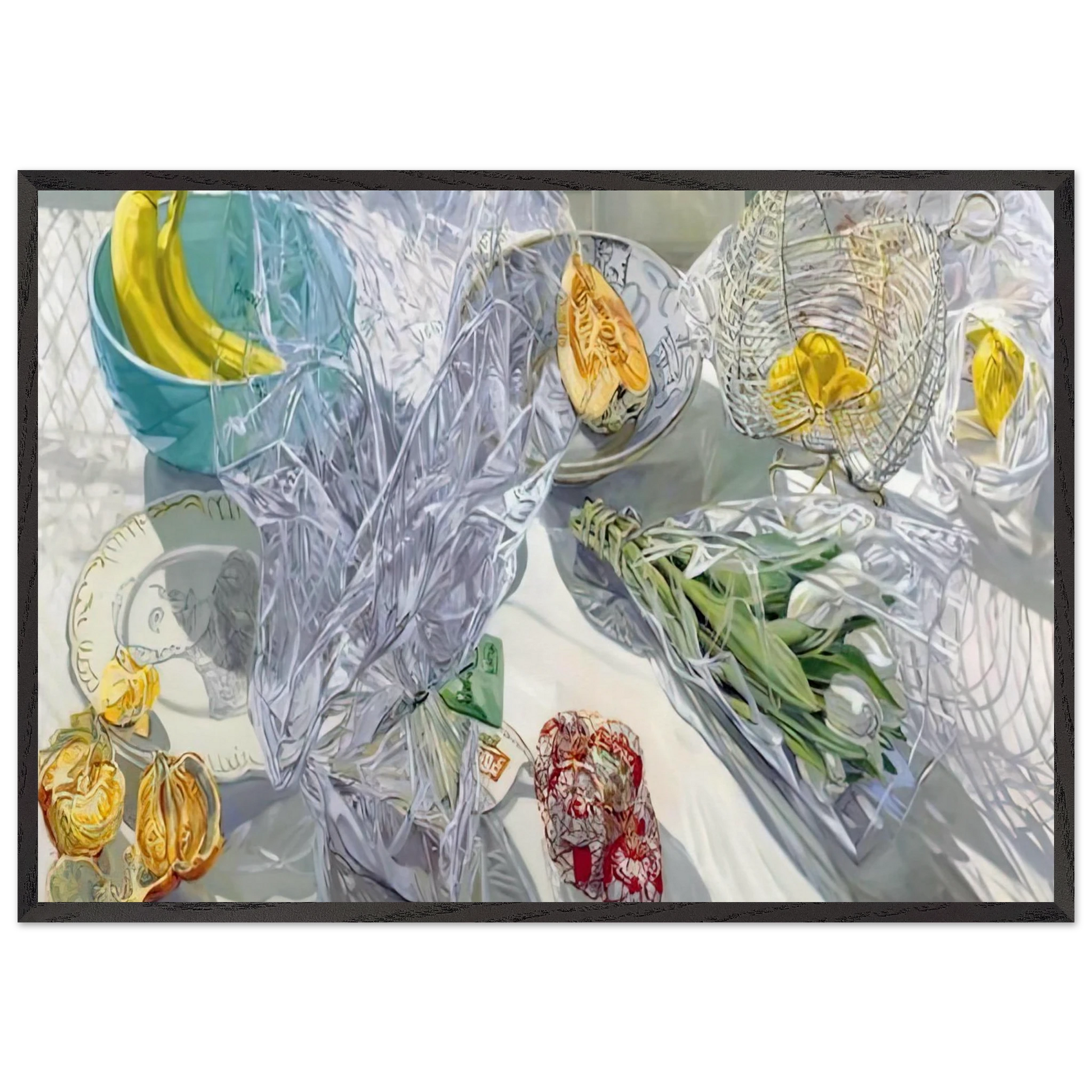 WHITE TULIPS 1999 - Janet Fish Framed Art Print – Black Wooden Frame - Default Title - -Framed Art Print