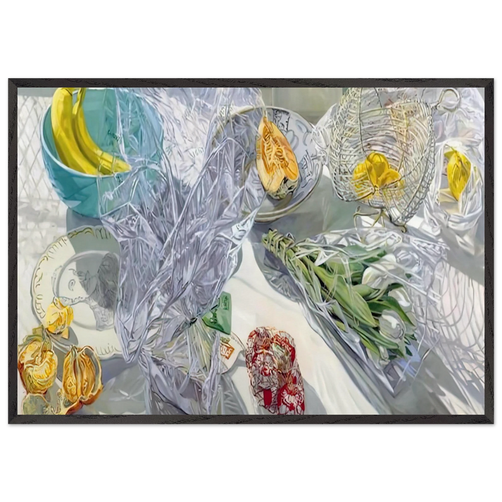 WHITE TULIPS 1999 - Janet Fish 70x100 cm / 28x40 inches Framed Art Print – Black Wooden Frame