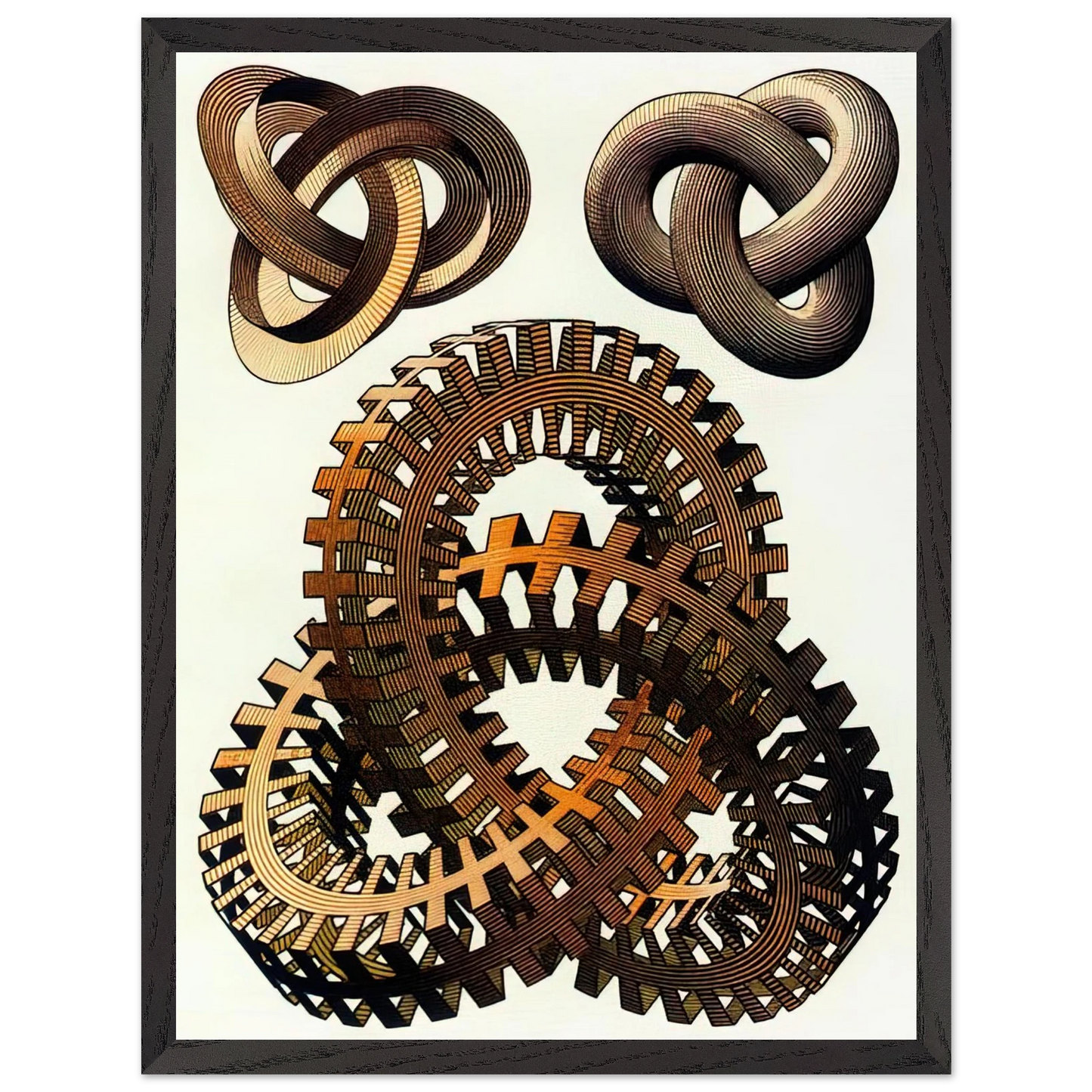 MC Escher - KNOTS COLOUR Wall Art - 30x40 cm / 12x16 inches - Premium Wooden Framed Poster With Fine Art Paper - Wood frame