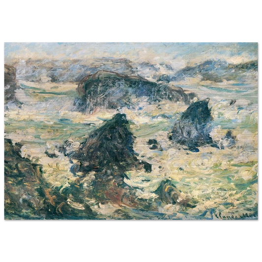 Storm on the Cote de Belle-Ile - claude monet Brushed Aluminum Print - 70x100 cm / 28x40 inches | claude monet Aluminum Print | claude monet Prints