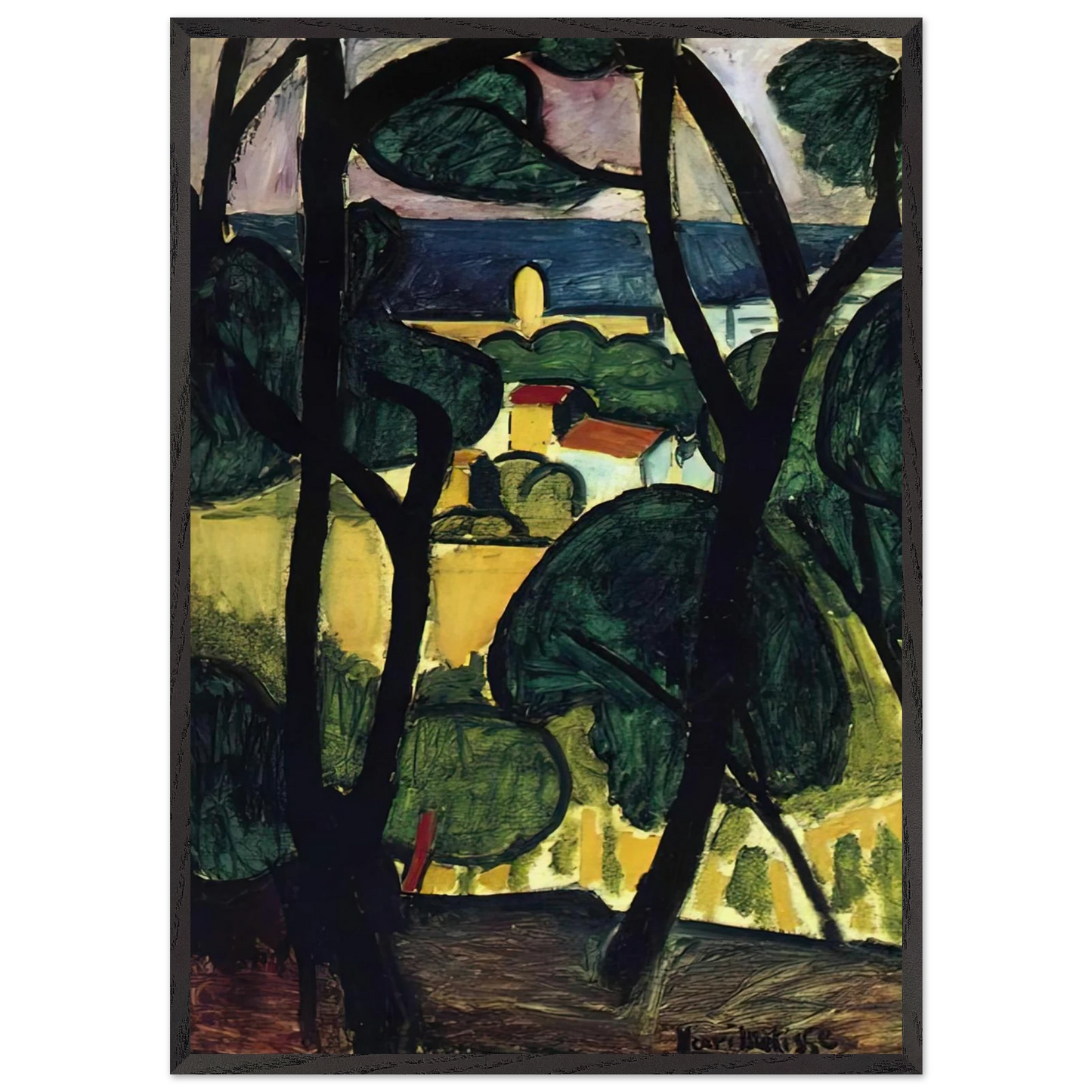 VIEW OF COLLIOURE - Henri Matisse Framed Art Print – Black Wooden Frame - Default Title - -Framed Art Print