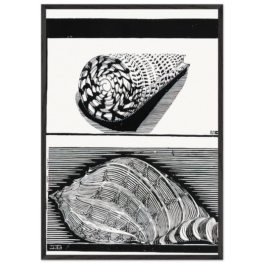 SEA SHELLS - MC Escher Framed Art Print – Black Wooden Frame - Default Title - -Framed Art Print