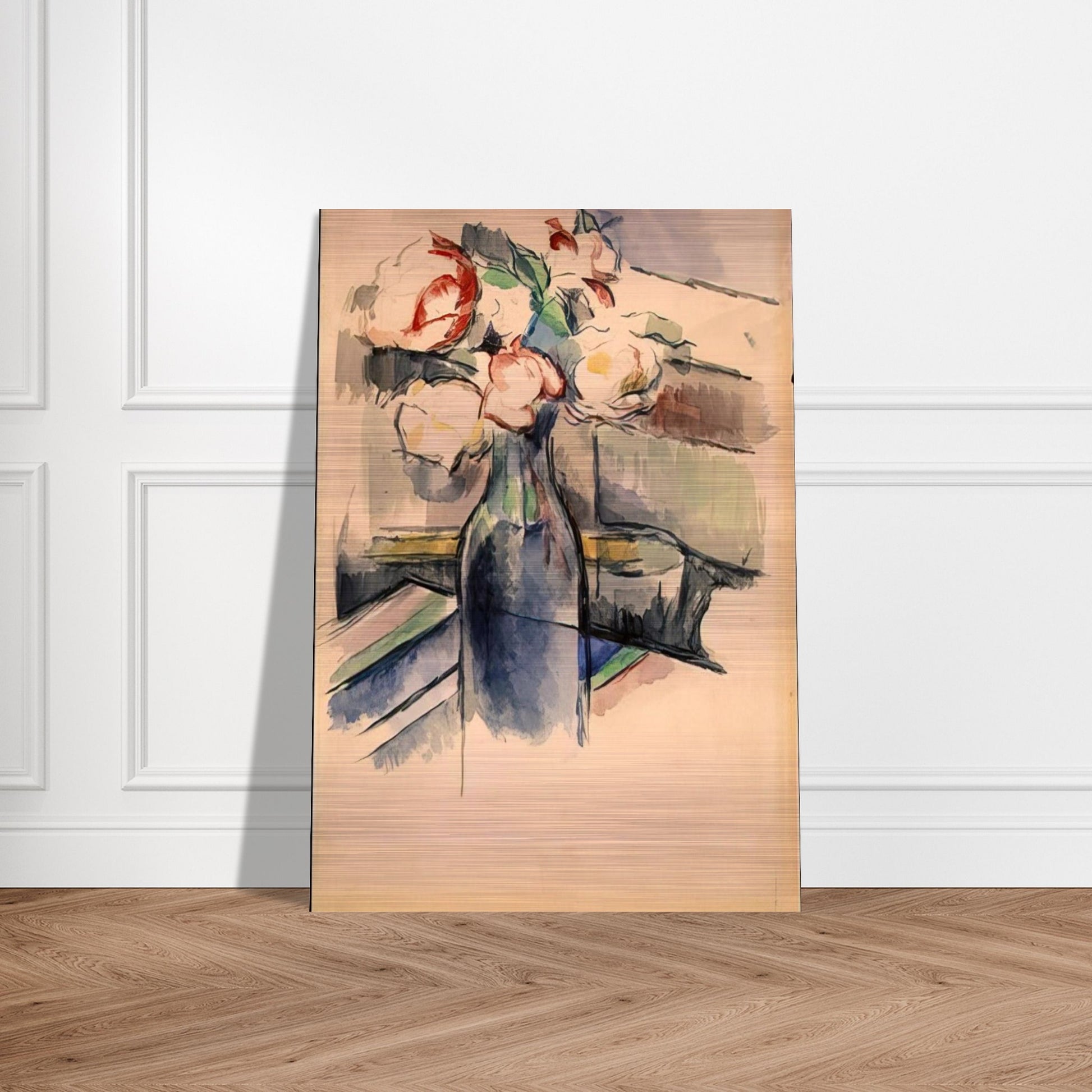 Roses in a Bottle - Paul Cézanne Brushed Aluminum Print - 70x100 cm / 28x40 inches | Paul Cézanne Aluminum Print | Paul Cézanne Prints