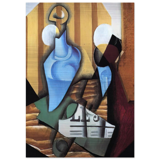 STILL LIFE WITH BOTTLE AND GLASS 1914 - Juan Gris Brushed Aluminum Print - 70x100 cm / 28x40 inches | Juan Gris Aluminum Print | Juan Gris Prints