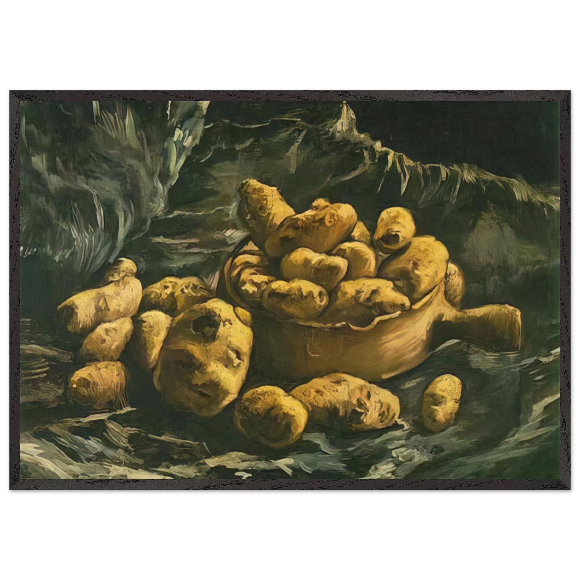 Still life with an Earthern bowl and potatoes - Vincent van Gogh Framed Art Print – Black Wooden Frame - Default Title - -Framed Art Print