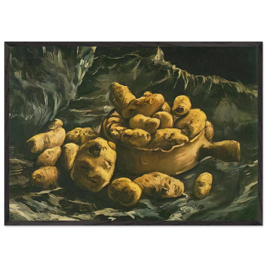 Still life with an Earthern bowl and potatoes - Vincent van Gogh Framed Art Print – Black Wooden Frame - Default Title - -Framed Art Print