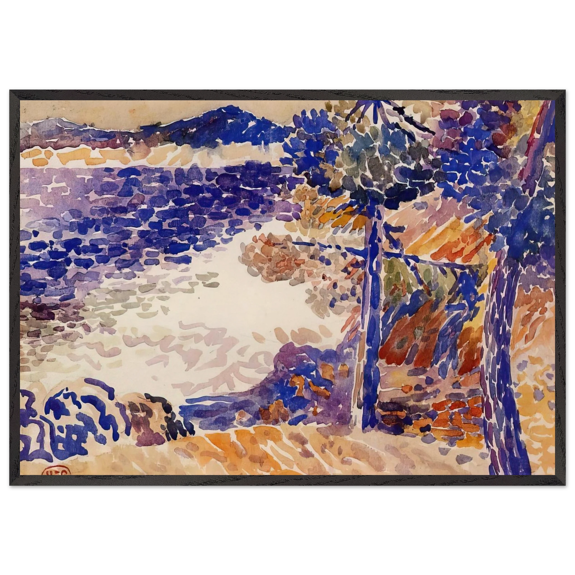 Pines by the Sea - Henri-Edmond Cross Framed Art Print – Black Wooden Frame - Default Title - -Framed Art Print