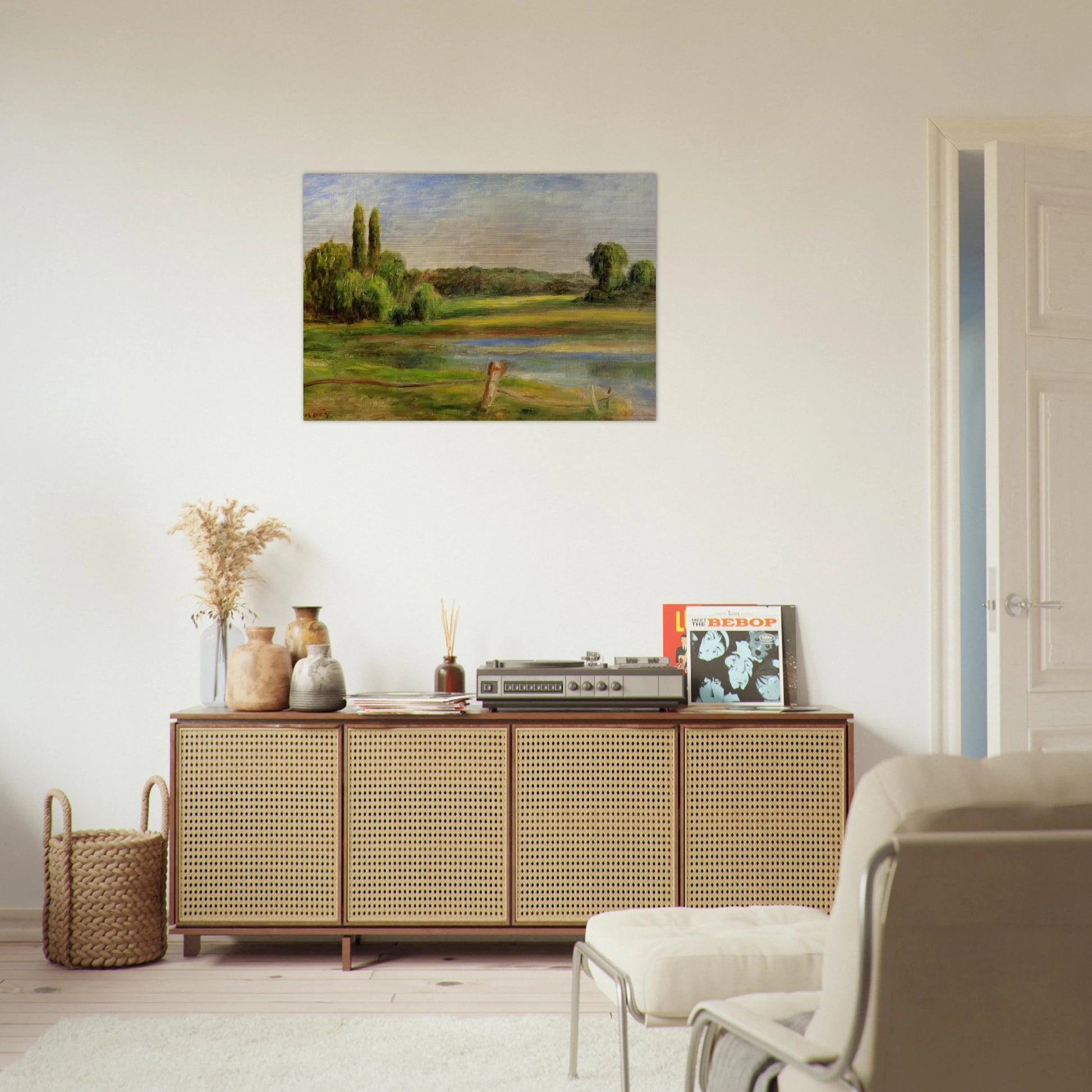Landscape with Fence - Pierre-Auguste Renoir Brushed Aluminum Print - 70x100 cm / 28x40 inches | Pierre-Auguste Renoir Aluminum Print | Pierre-Auguste Renoir Prints