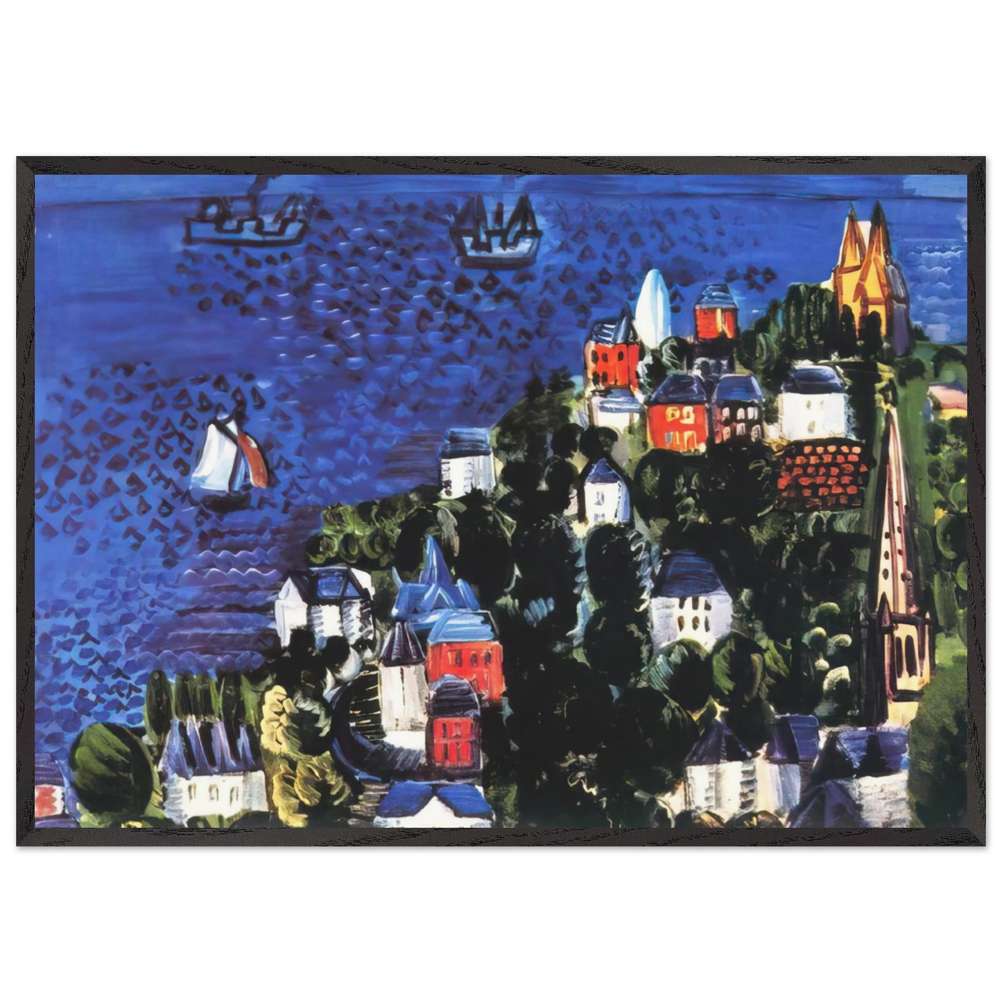 VIEW OF SAINTE ADRESSE - Raoul Dufy Framed Art Print – Black Wooden Frame - Default Title - -Framed Art Print
