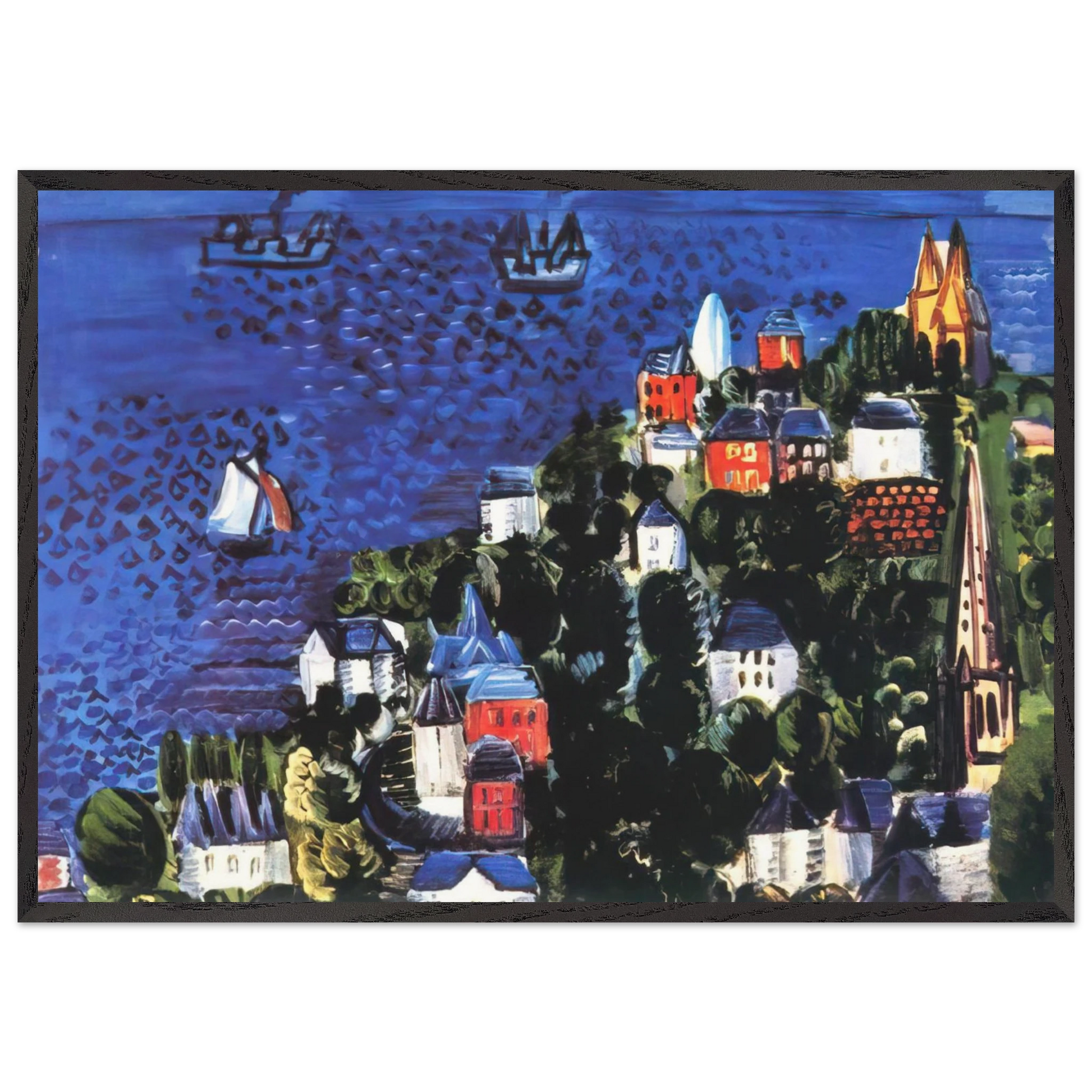 VIEW OF SAINTE ADRESSE - Raoul Dufy Framed Art Print – Black Wooden Frame - Default Title - -Framed Art Print