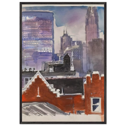 Untitled cityscape - 1986 - Paul Thek Framed Art Print – Black Wooden Frame - Default Title - -Framed Art Print