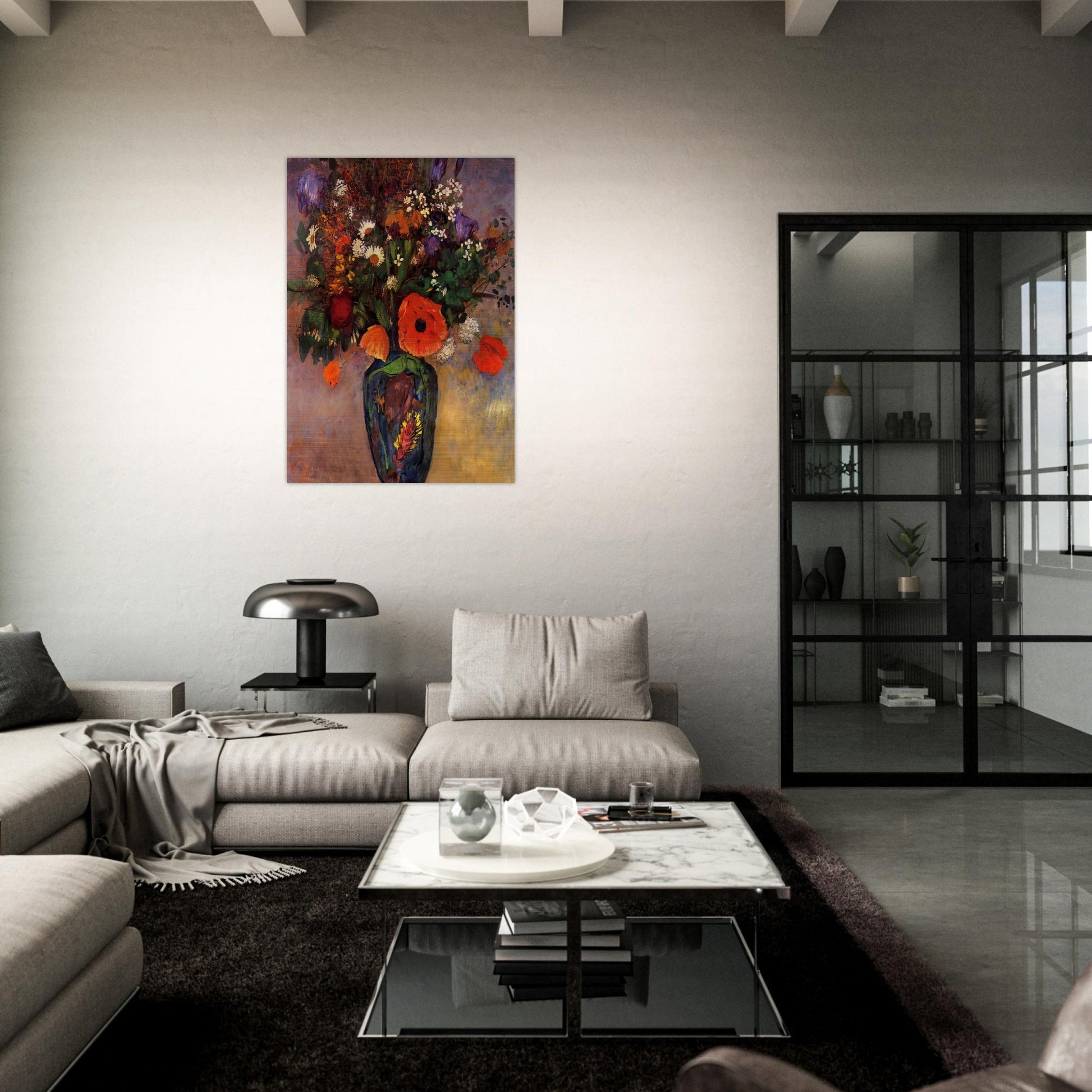 VASE DE FLEURS - Odilon Redon Brushed Aluminum Print - 70x100 cm / 28x40 inches | Odilon Redon Aluminum Print | Odilon Redon Prints