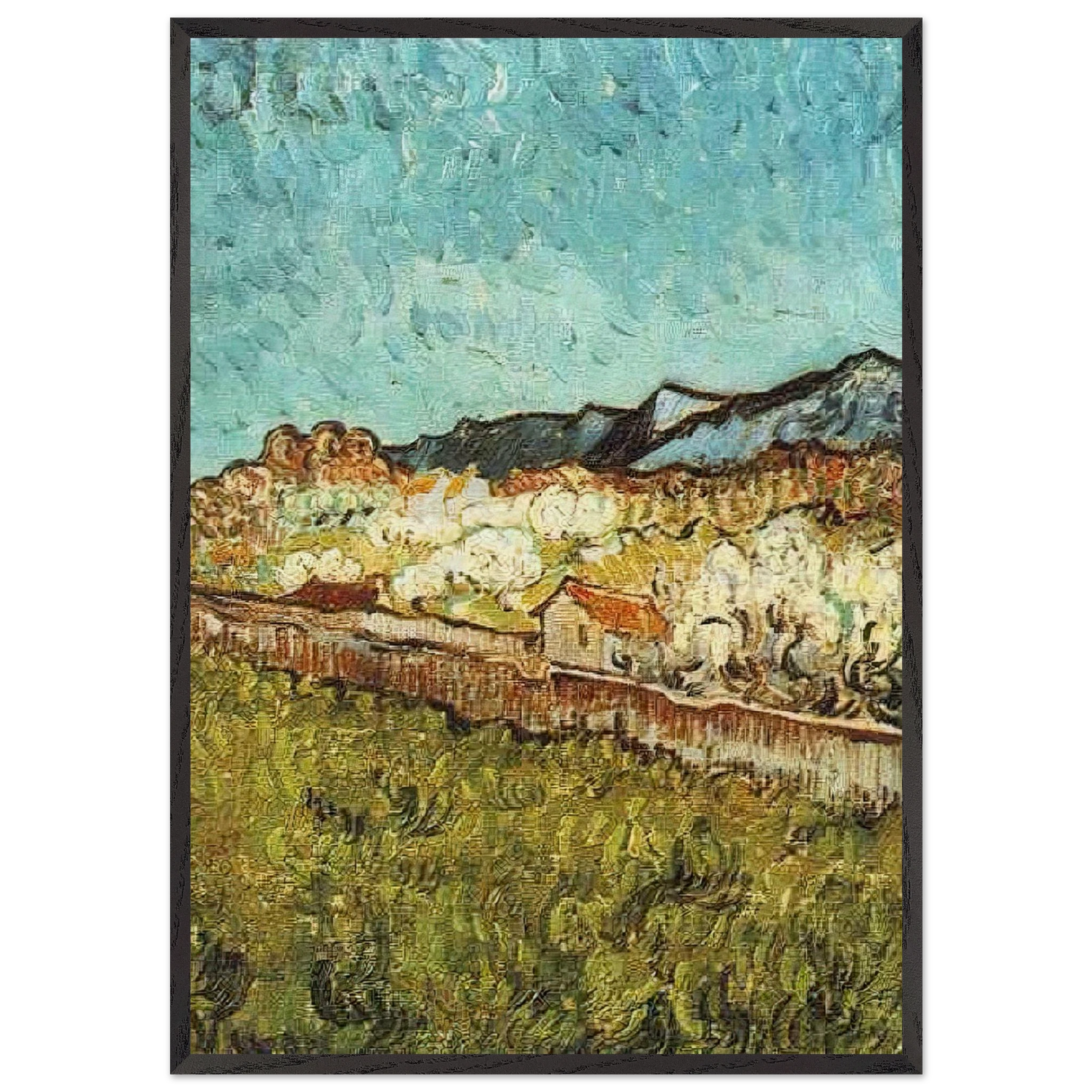 At the Foot of the Mountains - Vincent van Gogh Framed Art Print – Black Wooden Frame - Default Title - -Framed Art Print