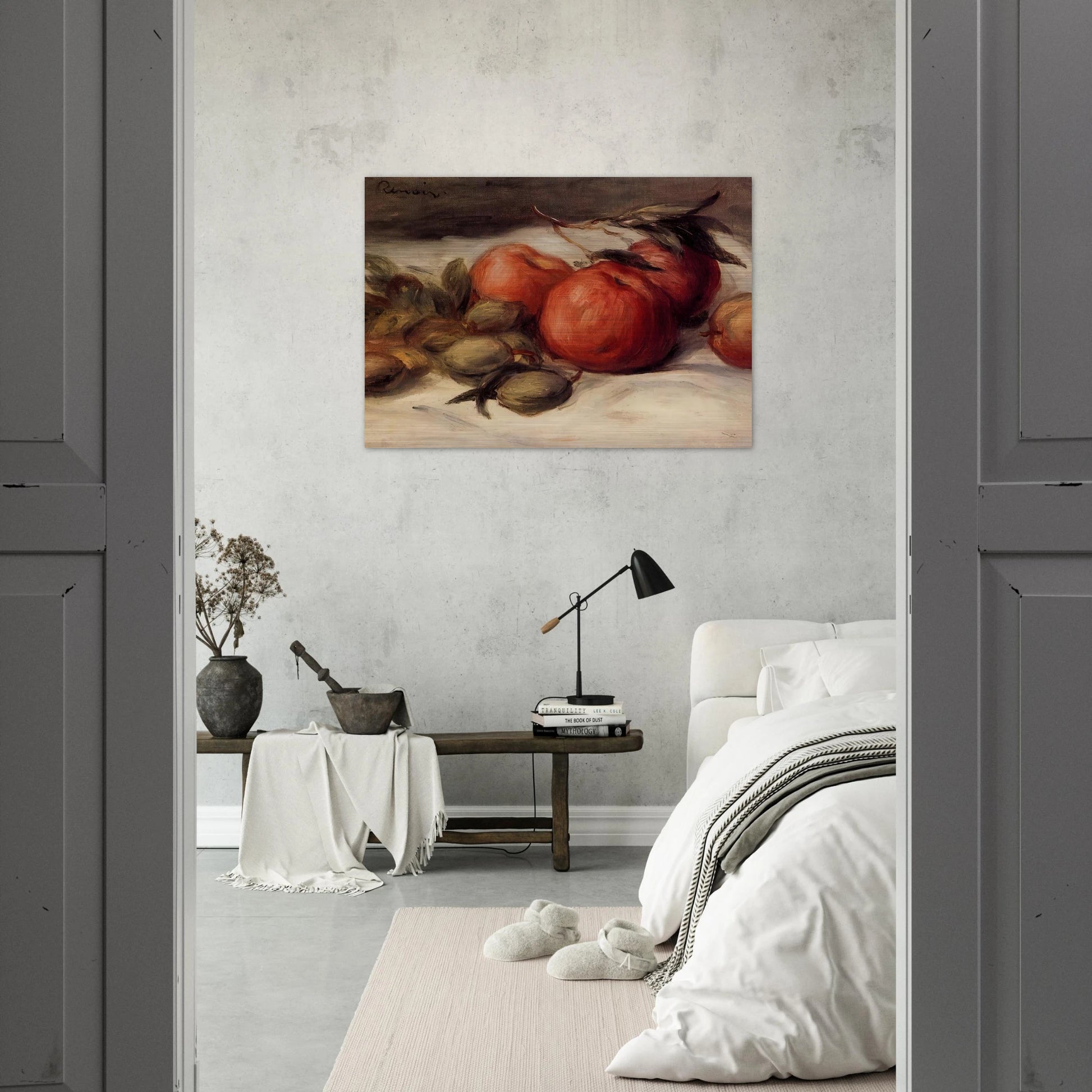 Still Life with Apples and Almonds - Pierre-Auguste Renoir Brushed Aluminum Print - 70x100 cm / 28x40 inches | Pierre-Auguste Renoir Aluminum Print | Pierre-Auguste Renoir Prints