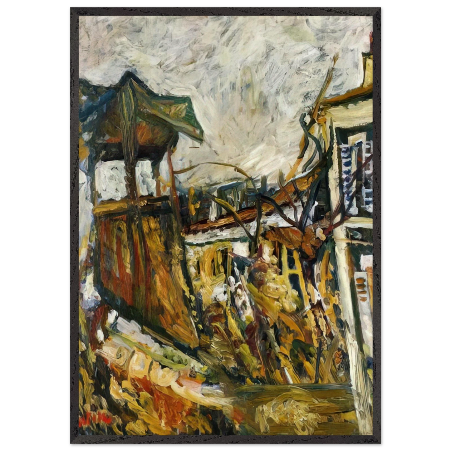 PARISIAN SUBURB - Chaim Soutine Framed Art Print – Black Wooden Frame - Default Title - -Framed Art Print