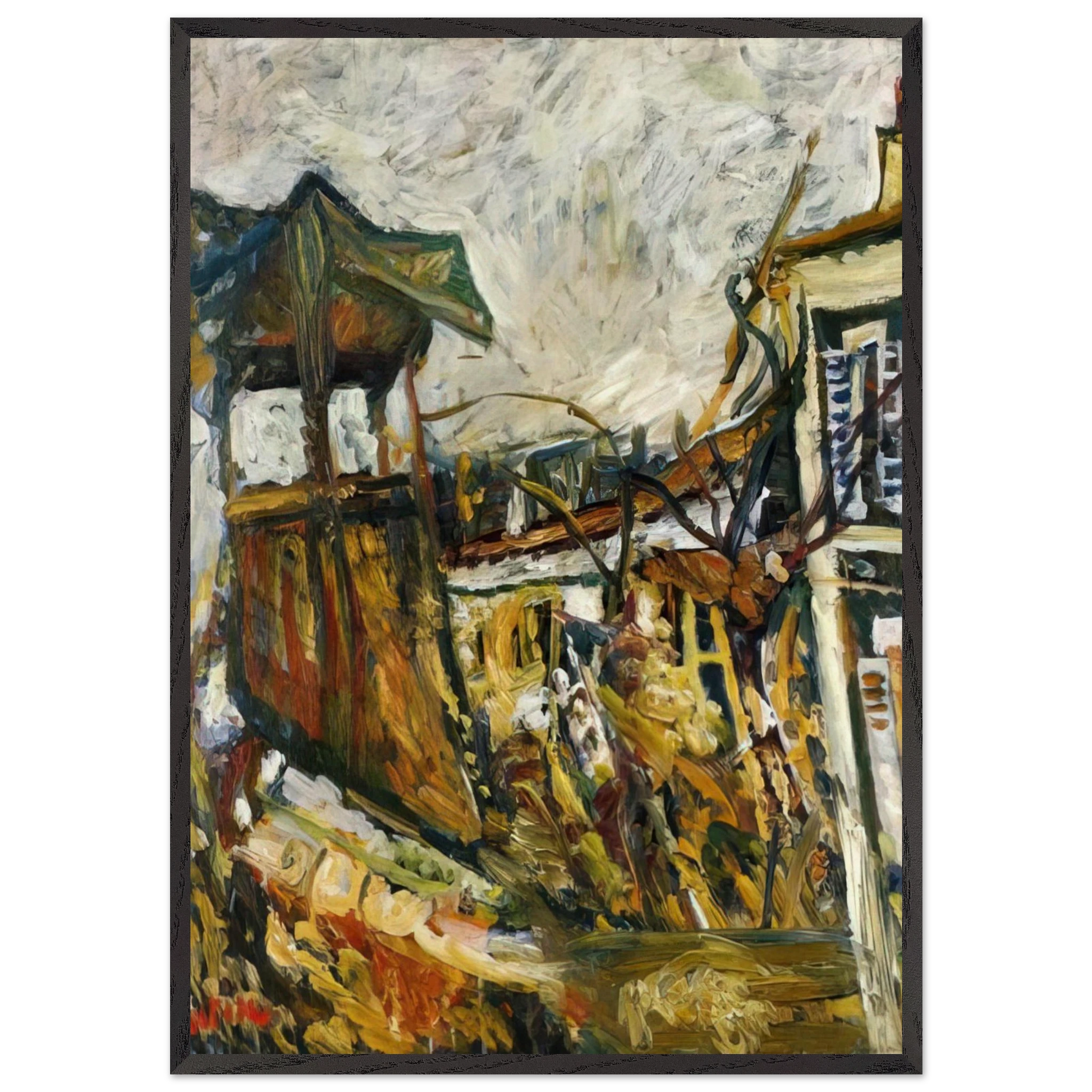 PARISIAN SUBURB - Chaim Soutine Framed Art Print – Black Wooden Frame - Default Title - -Framed Art Print