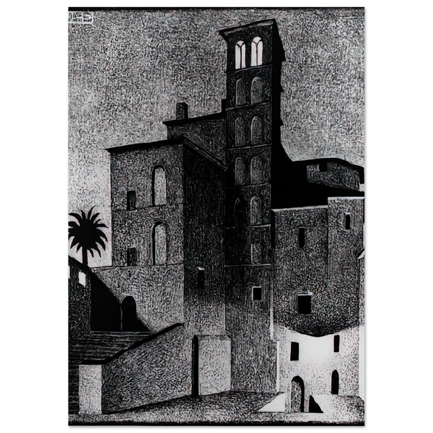 MC Escher - SS GIOVANNI ET PAOLO ROME MAY 1936 1936 Wall Art - 30x40 cm / 12x16 inches - Premium Wooden Framed Poster With Fine Art Paper - Wood frame