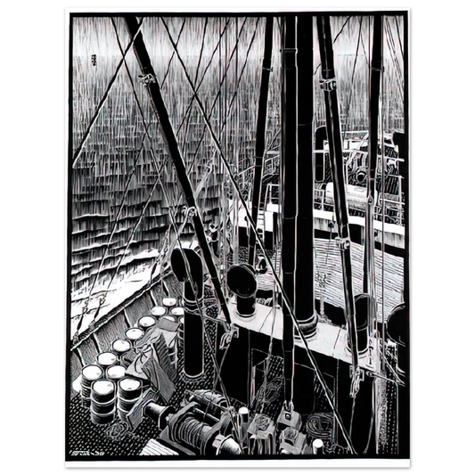 MC Escher - FREIGHTER SEPTEMBER 1936 1936 Wall Art - 21x29.7 cm / 8x12" - Fine Art Poster - -