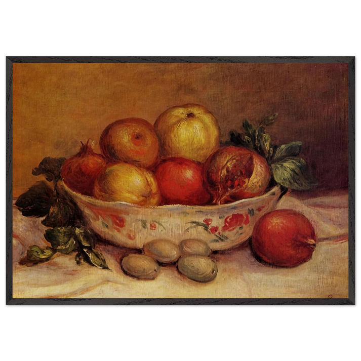 Still Life with Pomegranates - Pierre-Auguste Renoir 70x100 cm / 28x40 inches Framed Art Print – Black Wooden Frame