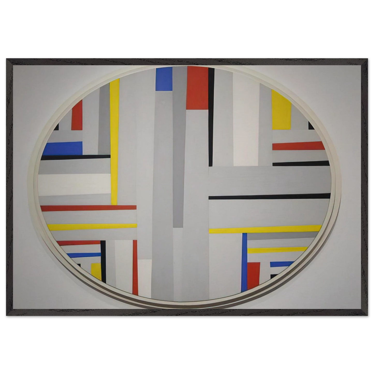 Relational Painting Tondo - Neoplasticism - Fritz Glarner Framed Art Print – Black Wooden Frame - Default Title - -Framed Art Print