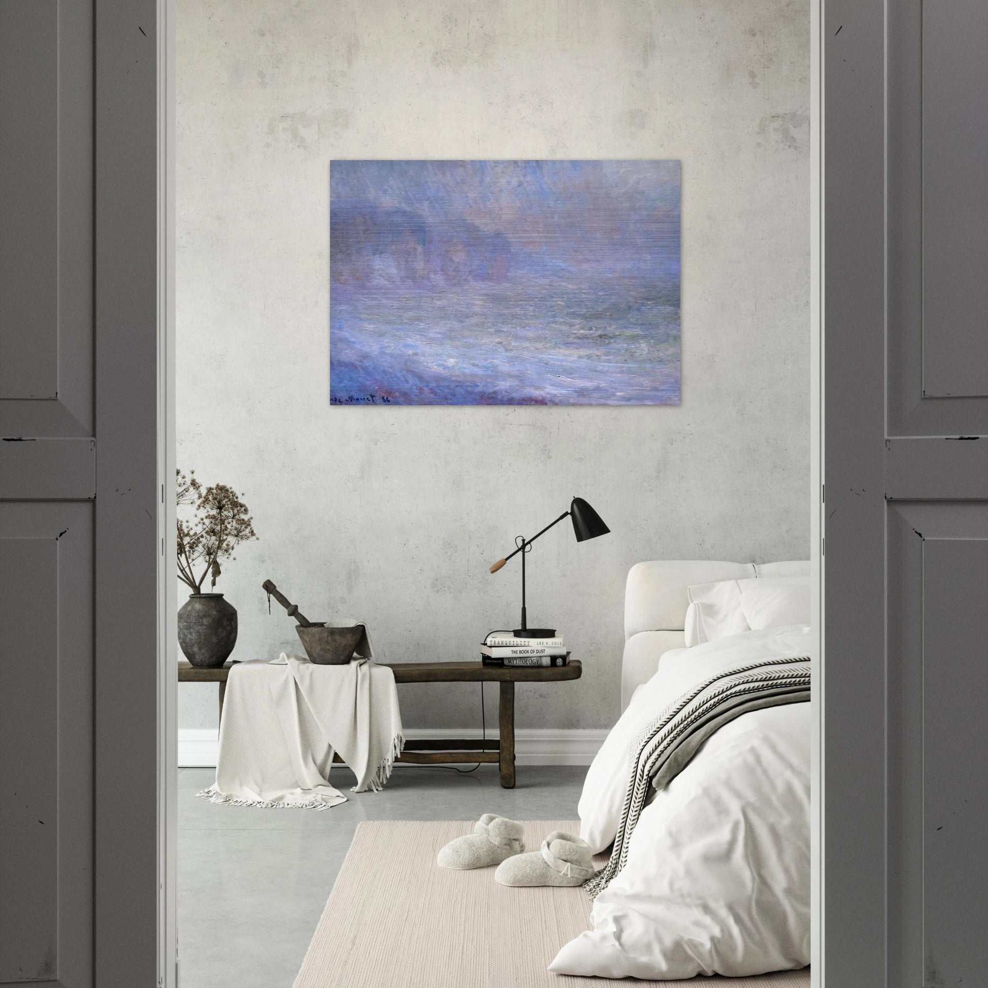 Cliffs at Pourville, Rain - claude monet Brushed Aluminum Print - 70x100 cm / 28x40 inches | claude monet Aluminum Print | claude monet Prints