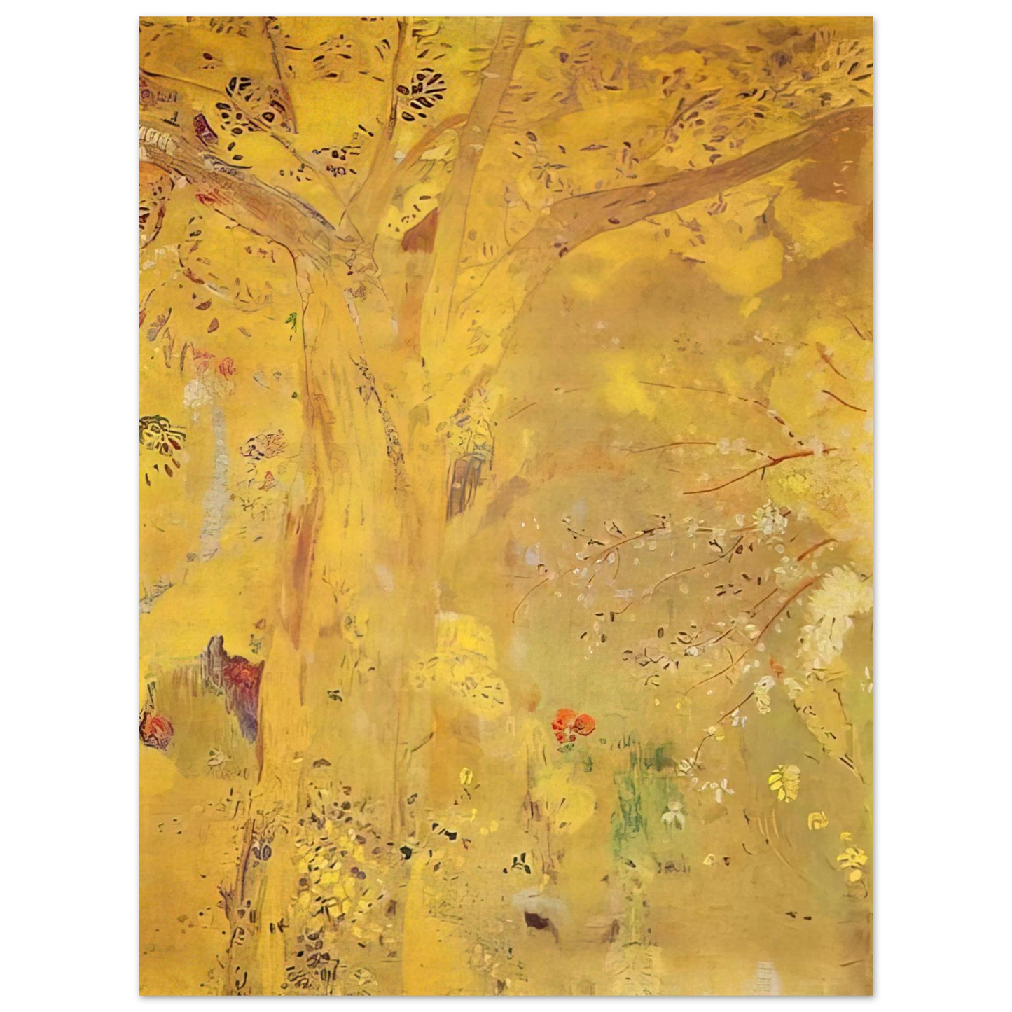 Odilon Redon - TREE AGAINST A YELLOW BACKGROUND 1901 Fine Art Poster - Default Title