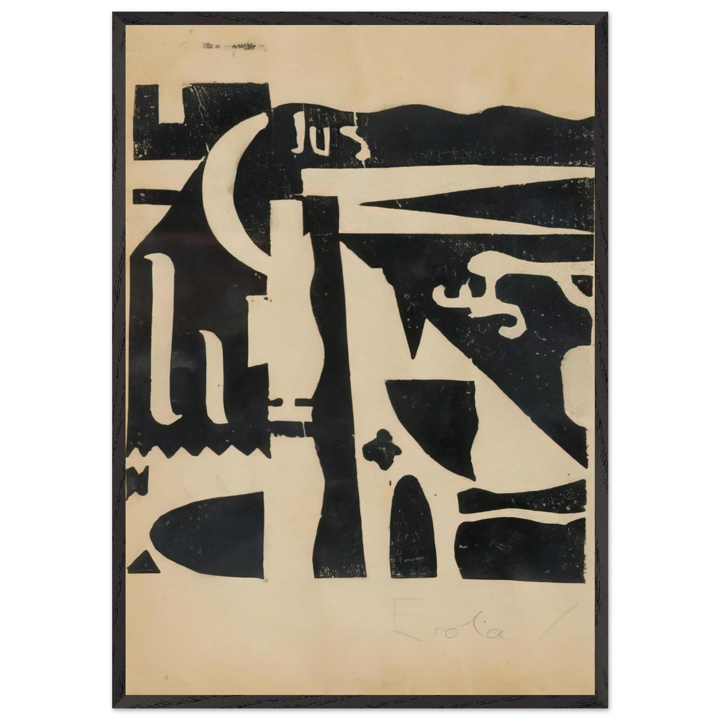 Xilografia - 1919 - Julius Evola Framed Art Print – Black Wooden Frame - Default Title - -Framed Art Print