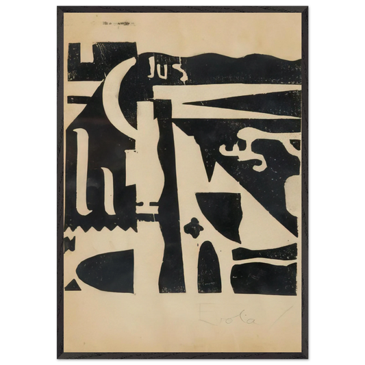 Xilografia - 1919 - Julius Evola Framed Art Print – Black Wooden Frame - Default Title - -Framed Art Print