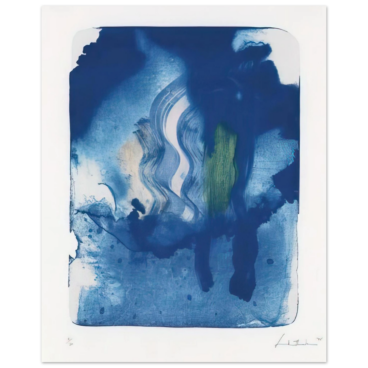 Helen Frankenthaler - Reflections V - 1995 Wall art - 50x70 cm / 20x28 inches - Premium Wooden Framed Poster With Fine Art Paper - Black frame