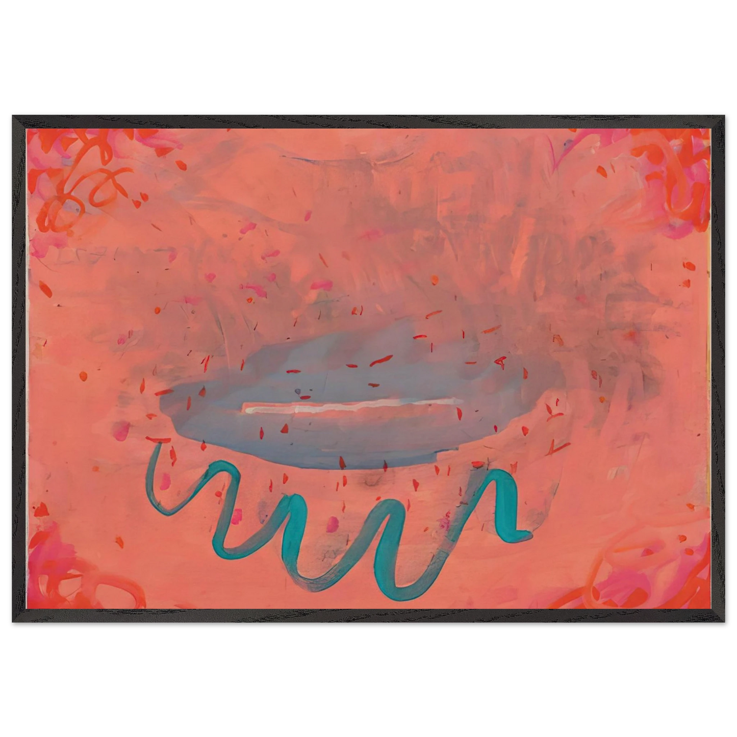 Untitled Lips with Turquoise - 1984 - Paul Thek Framed Art Print – Black Wooden Frame - Default Title - -Framed Art Print