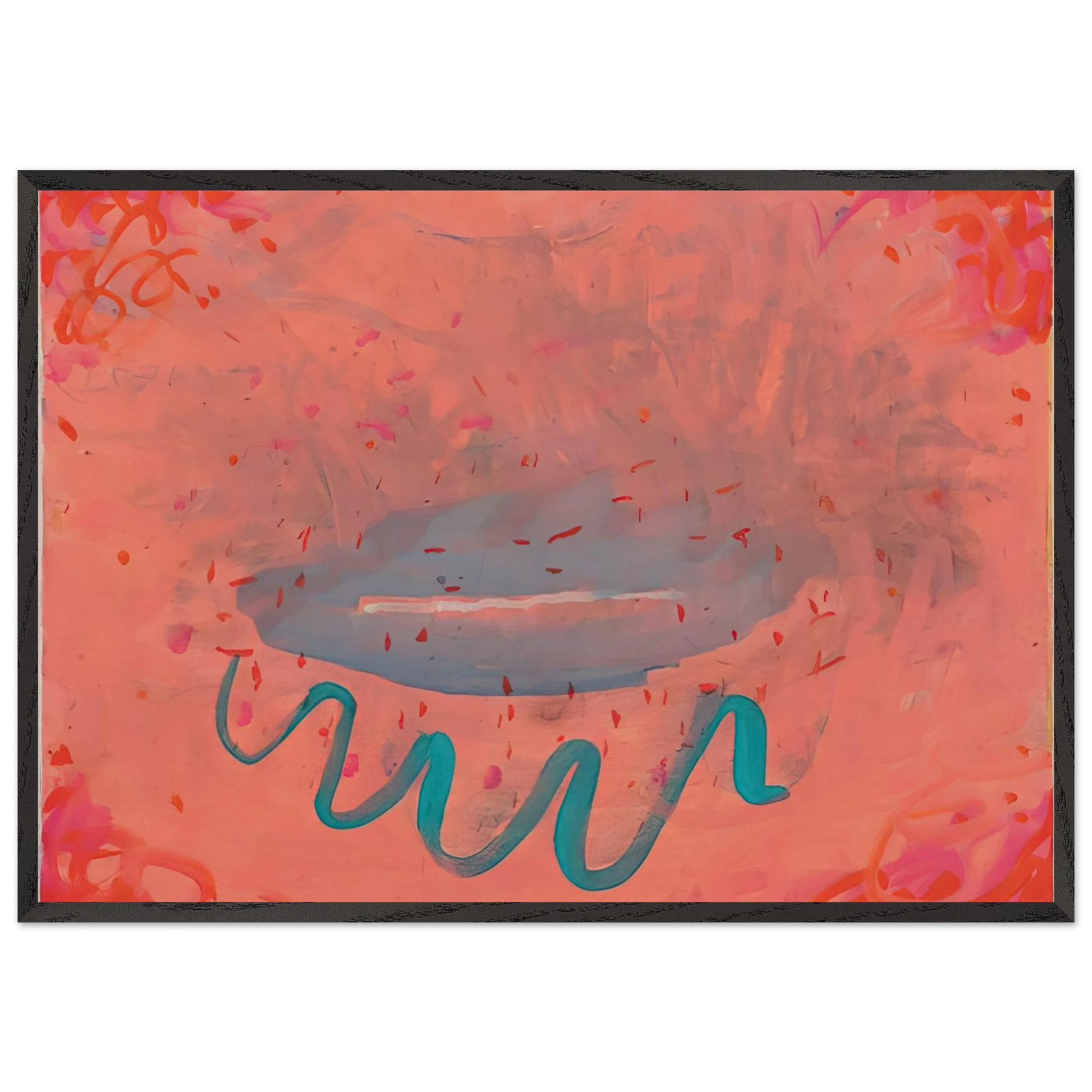 Untitled Lips with Turquoise - 1984 - Paul Thek Framed Art Print – Black Wooden Frame - Default Title - -Framed Art Print