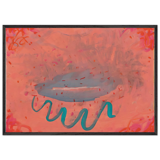 Untitled Lips with Turquoise - 1984 - Paul Thek Framed Art Print – Black Wooden Frame - Default Title - -Framed Art Print