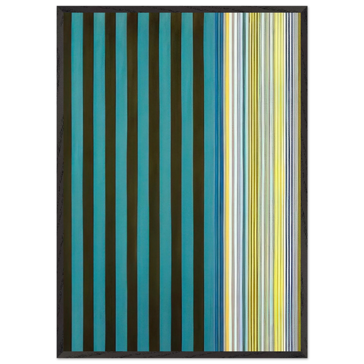 Green Stripes - 1970 - Gene Davis 70x100 cm / 28x40 inches Framed Art Print – Black Wooden Frame
