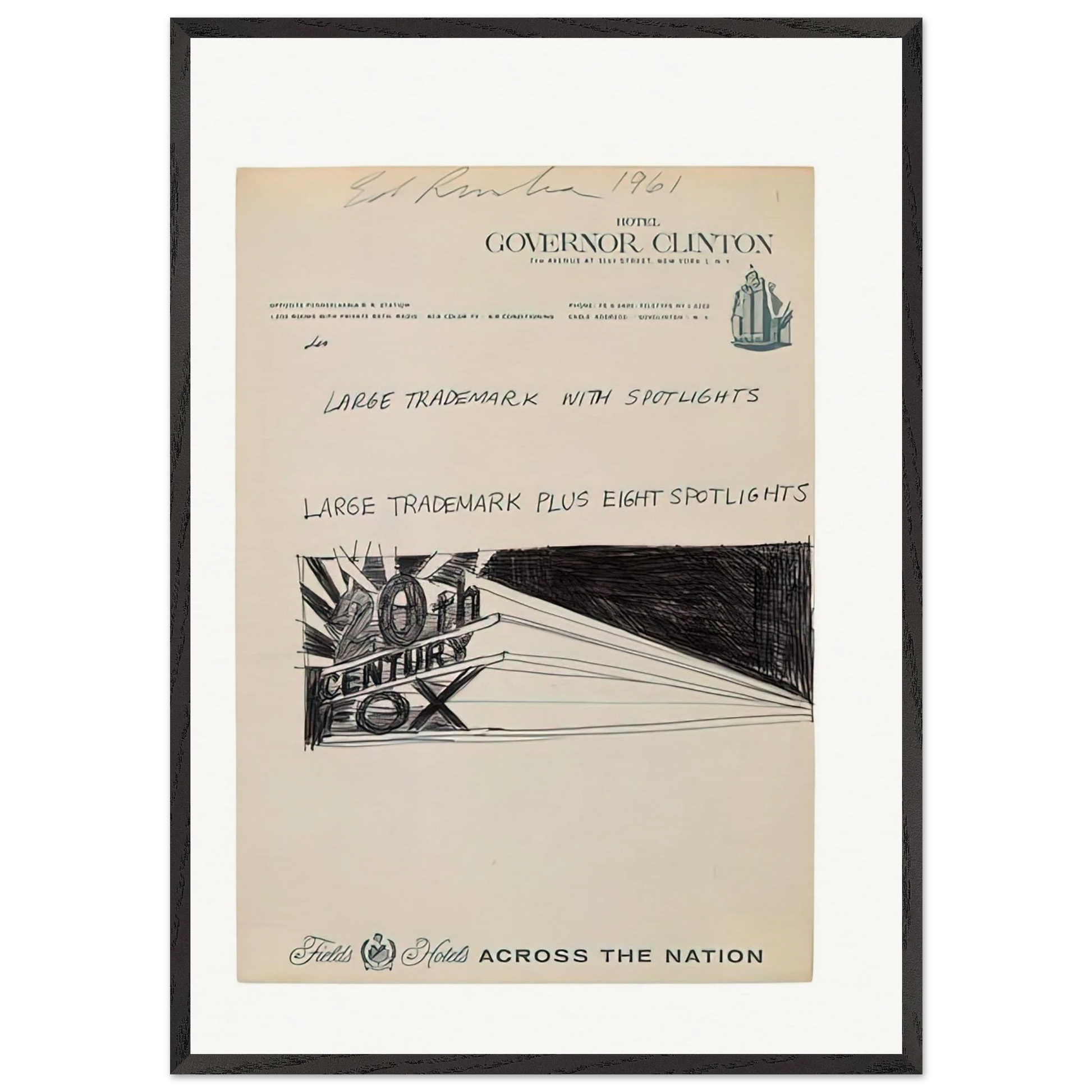 TRADEMARCK SKETCH 1961 - Edward Ruscha Framed Art Print – Black Wooden Frame - Default Title - -Framed Art Print