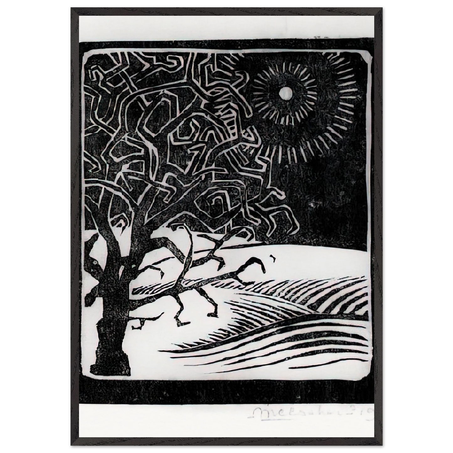 THE BORGER OAK - MC Escher Framed Art Print – Black Wooden Frame - Default Title - -Framed Art Print