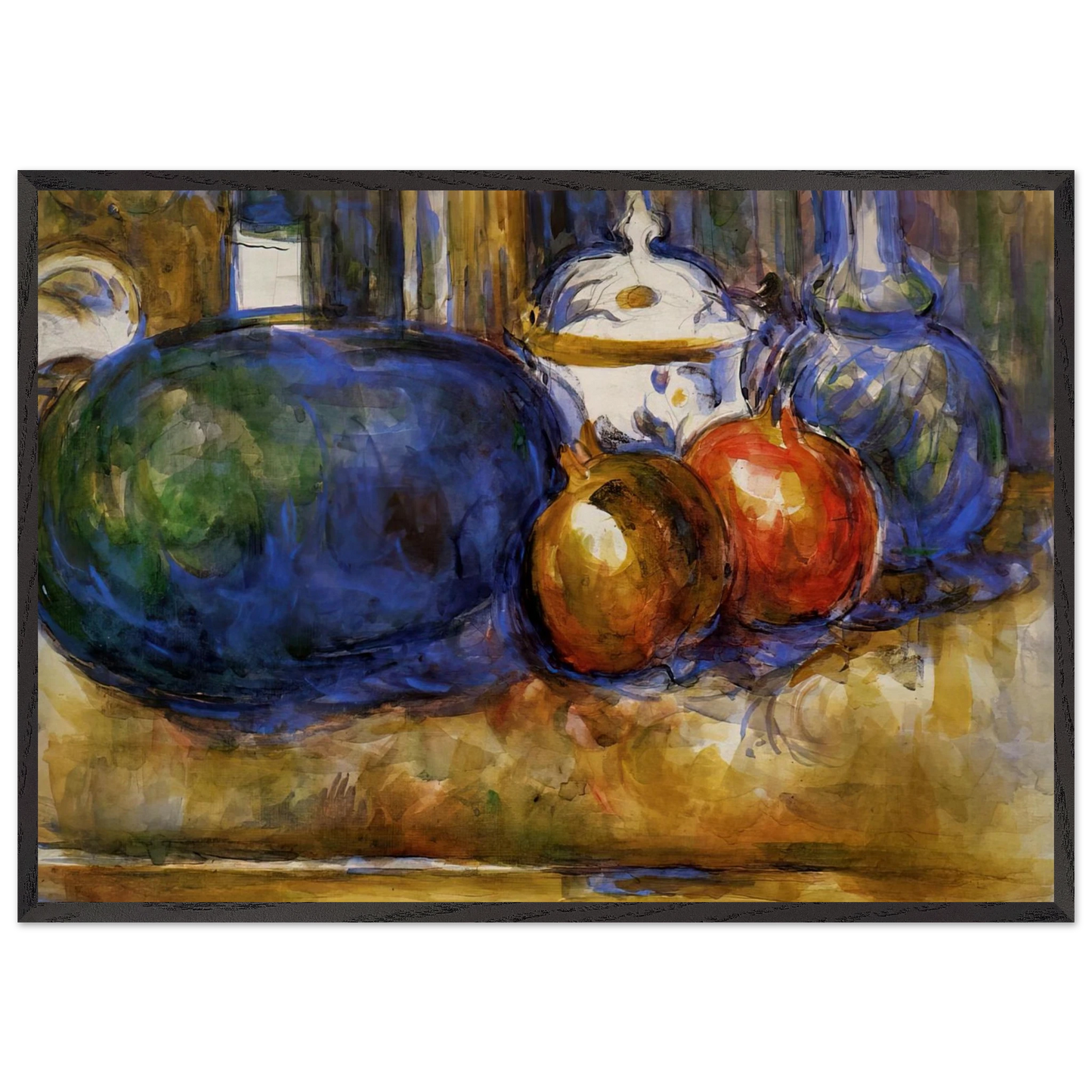 Still Life with Watermelon and Pemegranates - Paul Cezanne Framed Art Print – Black Wooden Frame - Default Title - -Framed Art Print